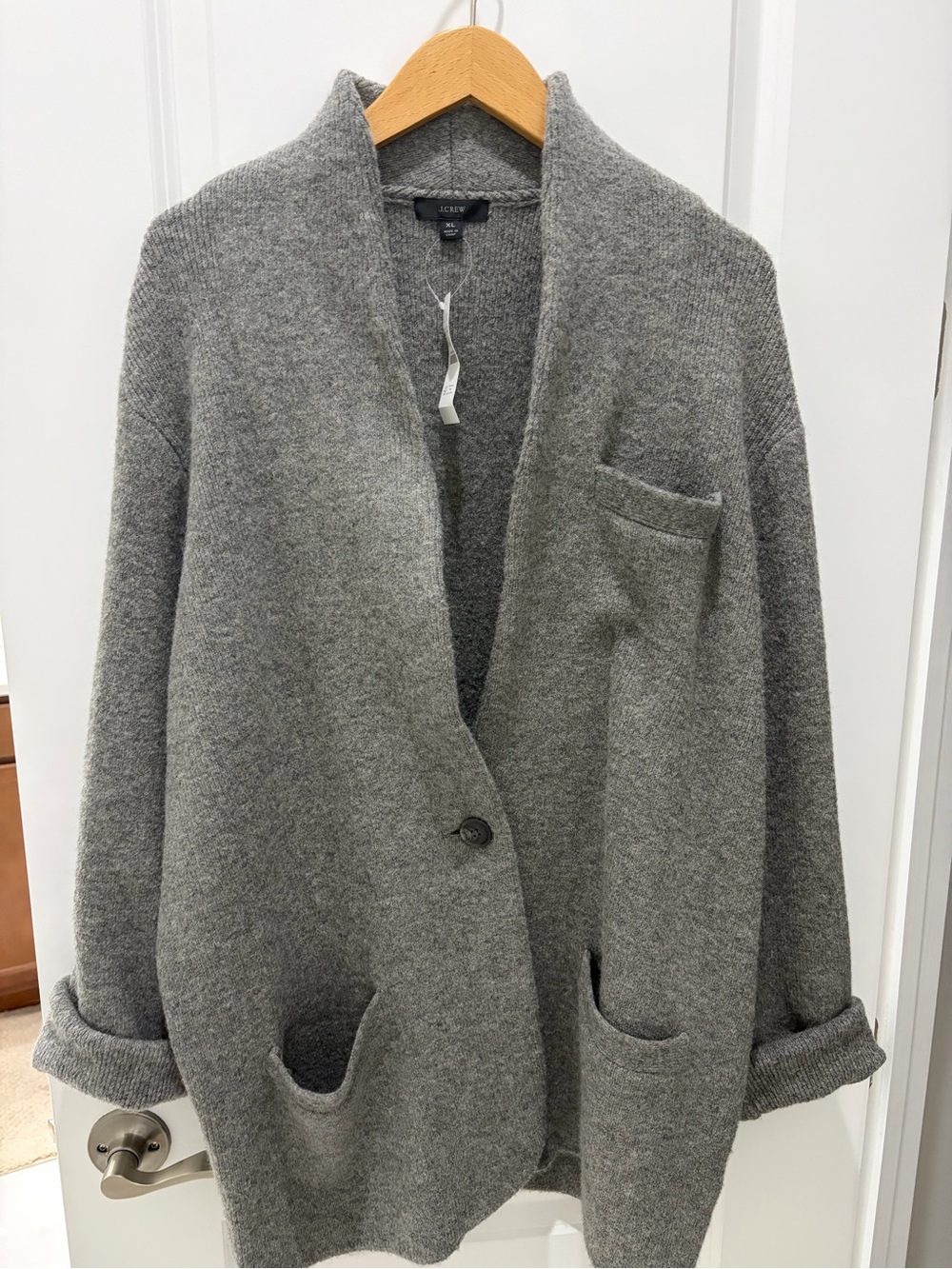 J. Crew Gray Open-Front Knit Blazer